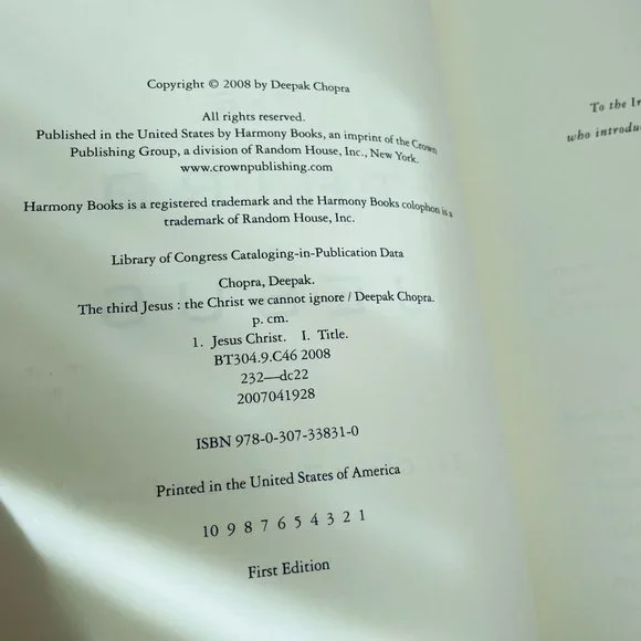 The Third Jesus The Christ We Cannot Ignore Hardcover Deepak Chopra 2008 - Picture 4 of 6